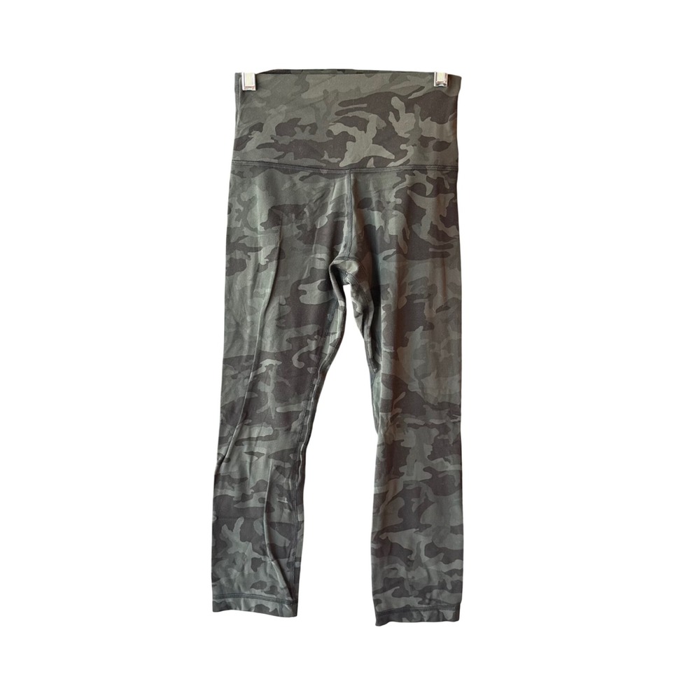 Lululemon Align Crop 21" Incognito Camo Multi Green Leggings Women's Size 4